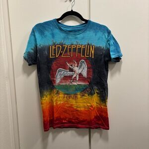Led Zeppelin Band Mens Small Tie Dye US Tour 1975 Short Sleeve Shirt